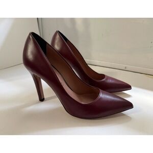 Alberto Italy Burgundy Wine 38 Leather Pointed Toe High Heel Pumps Women's Sz 8
